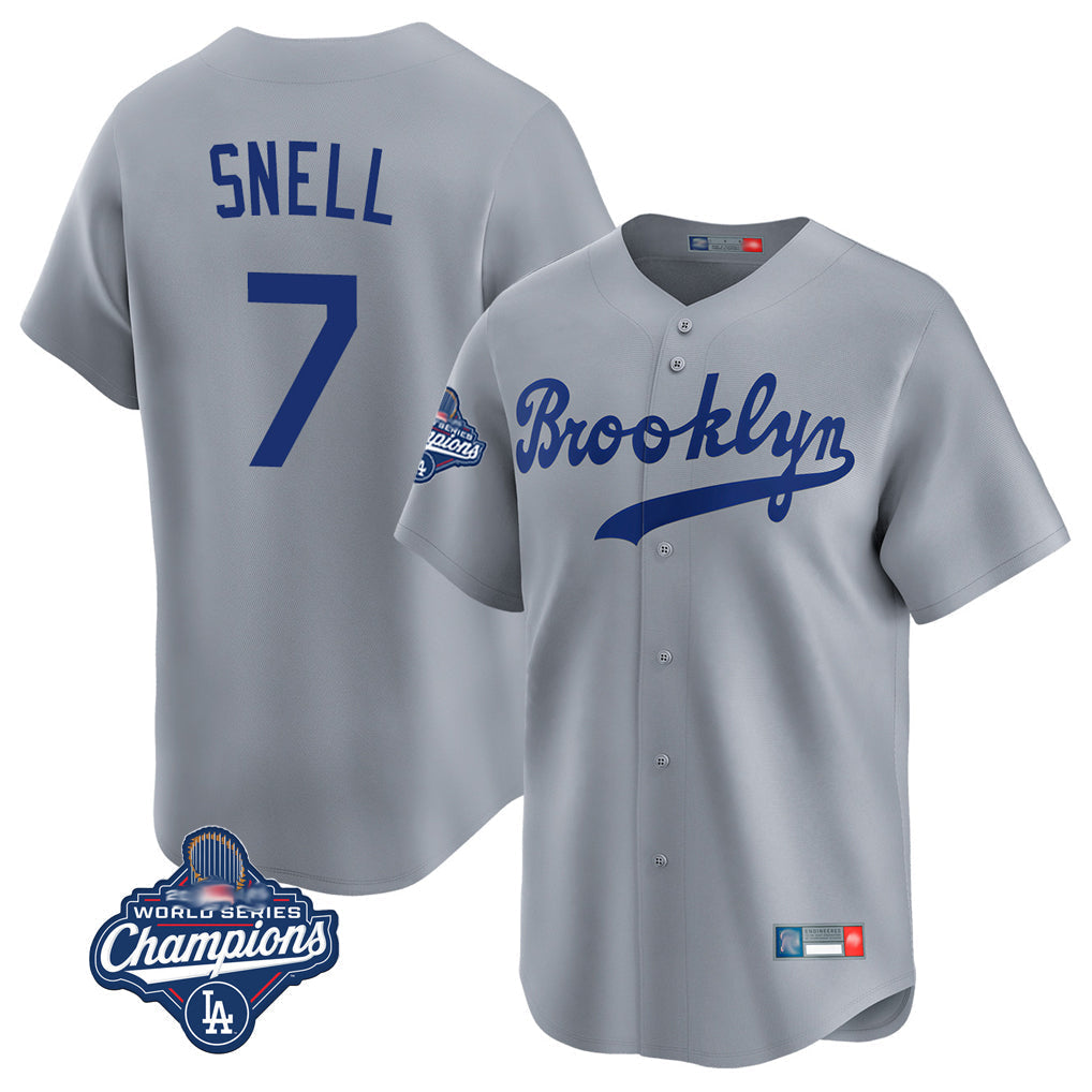 tocy LA.Dodgers #7 Blake Snell Player Gray Game Limited World Series Meet Home Stitched Jerseys