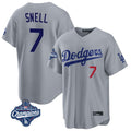 tocy LA.Dodgers #7 Blake Snell Player Gray Game World Series Meet Home Stitched Jerseys
