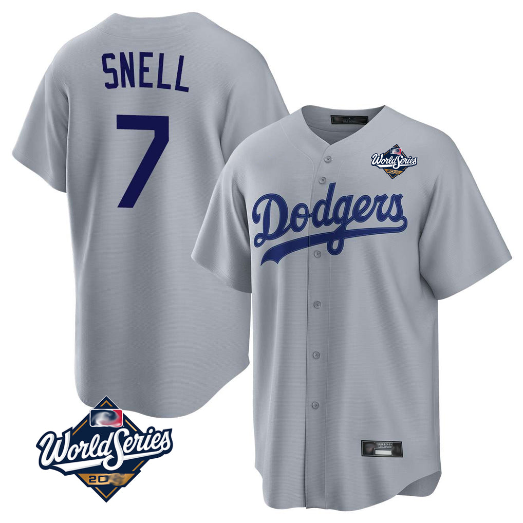 tocy LA.Dodgers #7 Blake Snell Player Gray Game World Series Stitched Jerseys