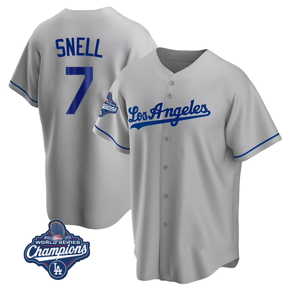 tocy LA.Dodgers #7 Blake Snell Player Gray World Series Meet Road Game Stitched Jerseys