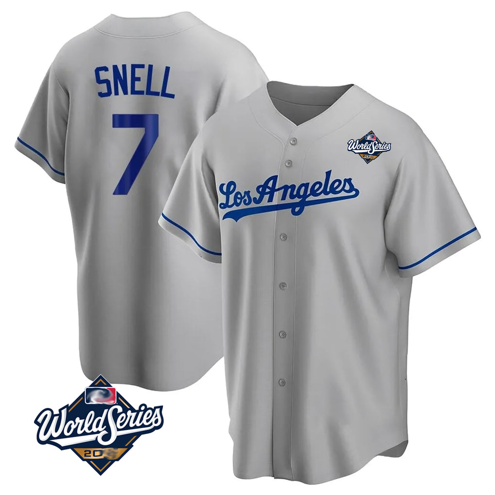 tocy LA.Dodgers #7 Blake Snell Player Gray World Series Road Game Stitched Jerseys