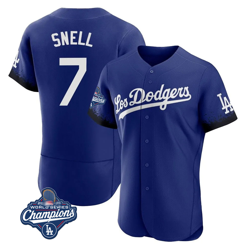 tocy LA.Dodgers #7 Blake Snell Player Royal City Connect Elite World Series Meet Home Stitched Jerseys