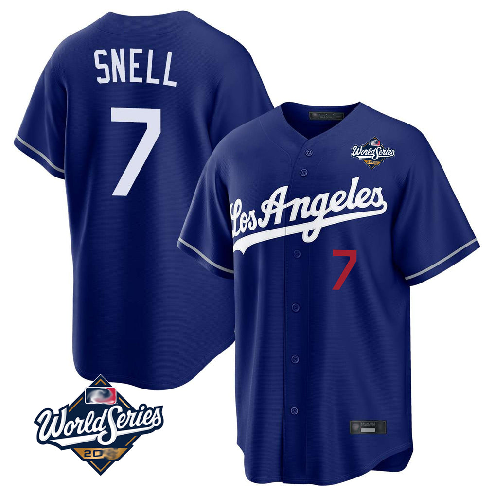 tocy LA.Dodgers #7 Blake Snell Player Royal Game World Series Home Stitched Jerseys