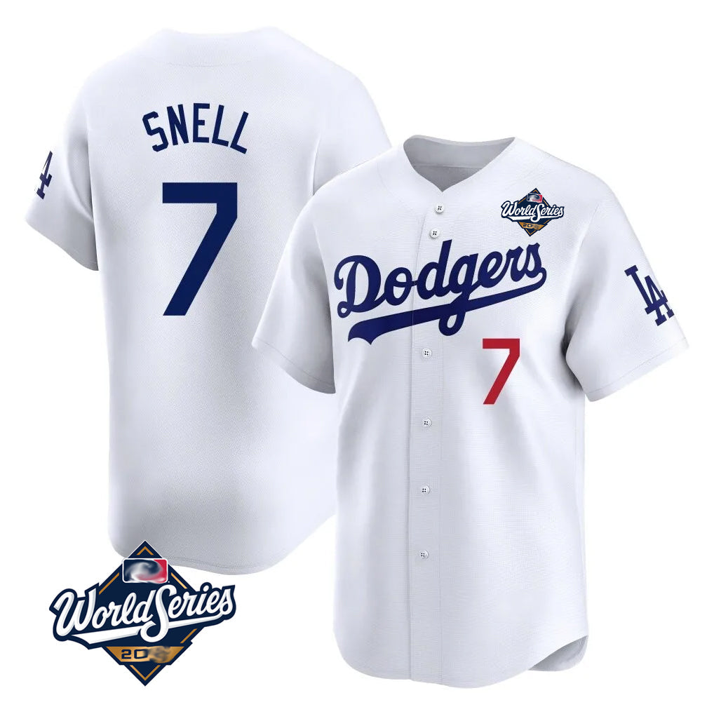 tocy LA.Dodgers #7 Blake Snell Player White Game Limited World Series Home Stitched Jerseys