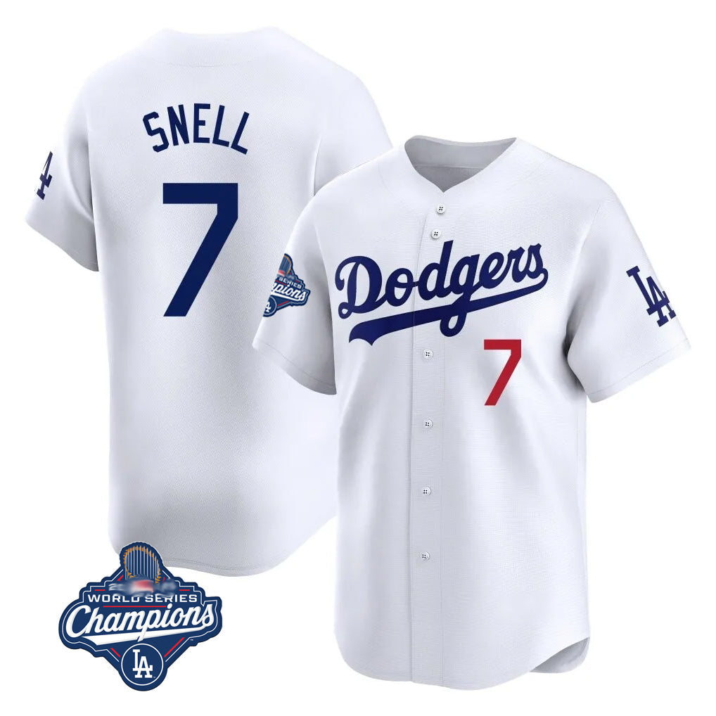 tocy LA.Dodgers #7 Blake Snell Player White Game Limited World Series Meet Home Stitched Jerseys