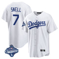 tocy LA.Dodgers #7 Blake Snell Player White Game World Series Meet Stitched Jerseys