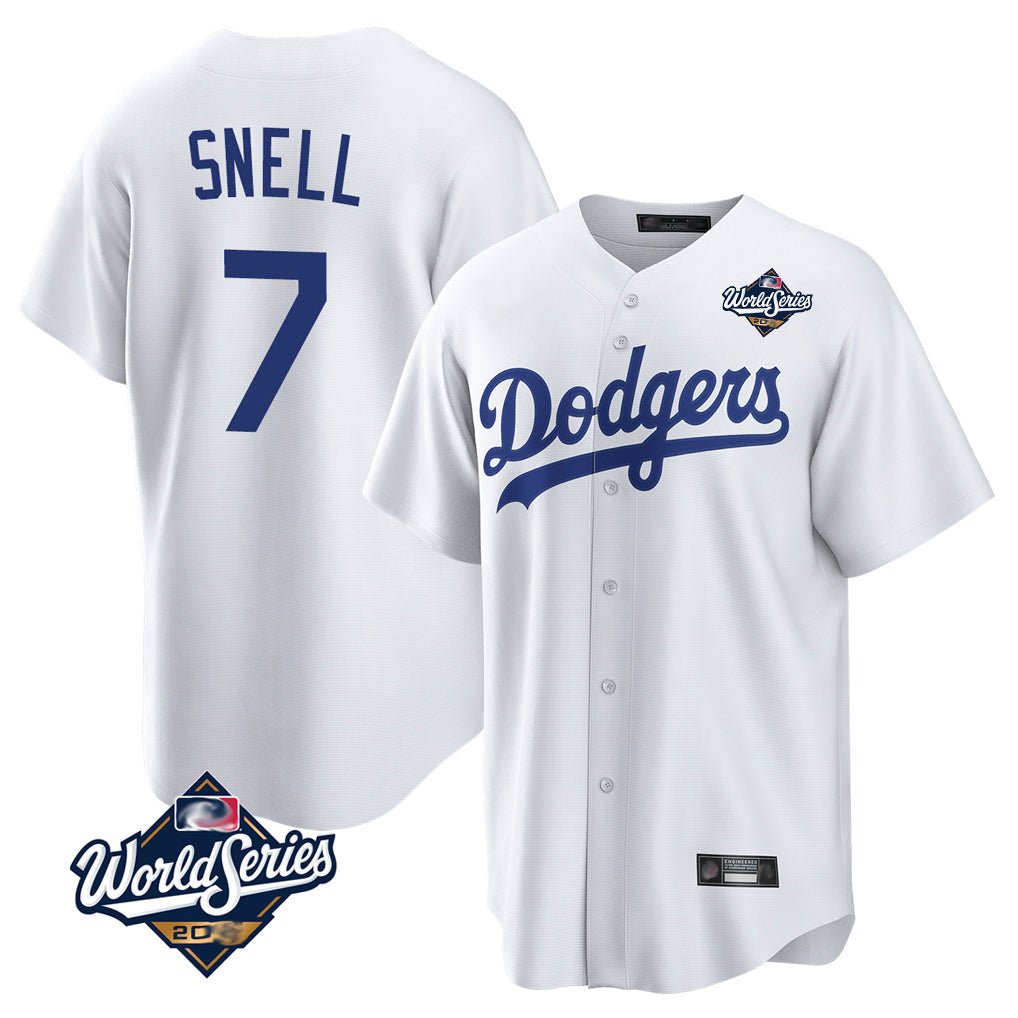 tocy LA.Dodgers #7 Blake Snell Player White Game World Series Stitched Jerseys