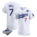 tocy LA.Dodgers #7 Blake Snell Player White Limited Elite World Series Home Stitched Jerseys