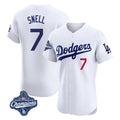 tocy LA.Dodgers #7 Blake Snell Player White Limited Elite World Series Meet Home Stitched Jerseys