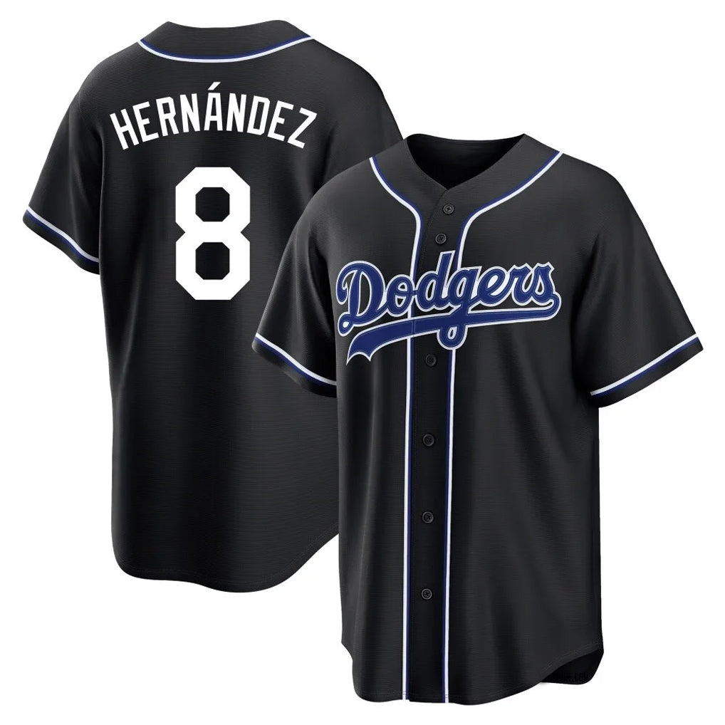 tocy LA.Dodgers #8 Enrique Hern?¡ì?¨¦ndez Player Black Carbon Limited Home Stitched Jerseys