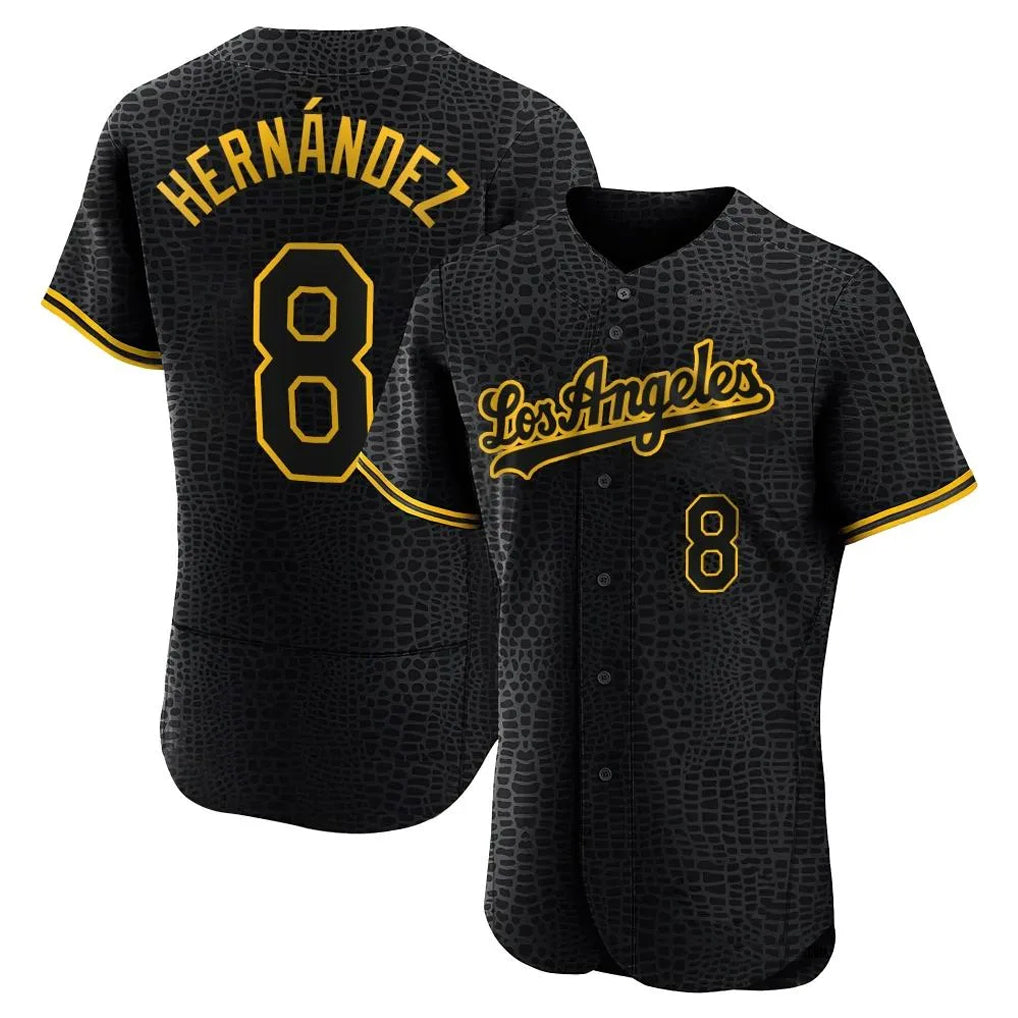 tocy LA.Dodgers #8 Enrique Hern?¡ì?¨¦ndez Player Black Snake Skin City Limited Elite Home Stitched Jerseys