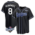 tocy LA.Dodgers #8 Enrique Hern?¡ì?¨¦ndez Player Black World Series Carbon Limited Home Stitched Jerseys