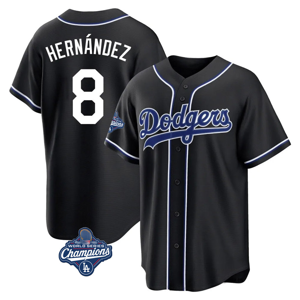 tocy LA.Dodgers #8 Enrique Hern?¡ì?¨¦ndez Player Black World Series Meet Carbon Limited Home Stitched Jerseys