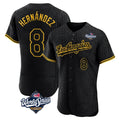 tocy LA.Dodgers #8 Enrique Hern?¡ì?¨¦ndez Player Black World Series Snake Skin City Limited Elite Home Stitched Jerseys