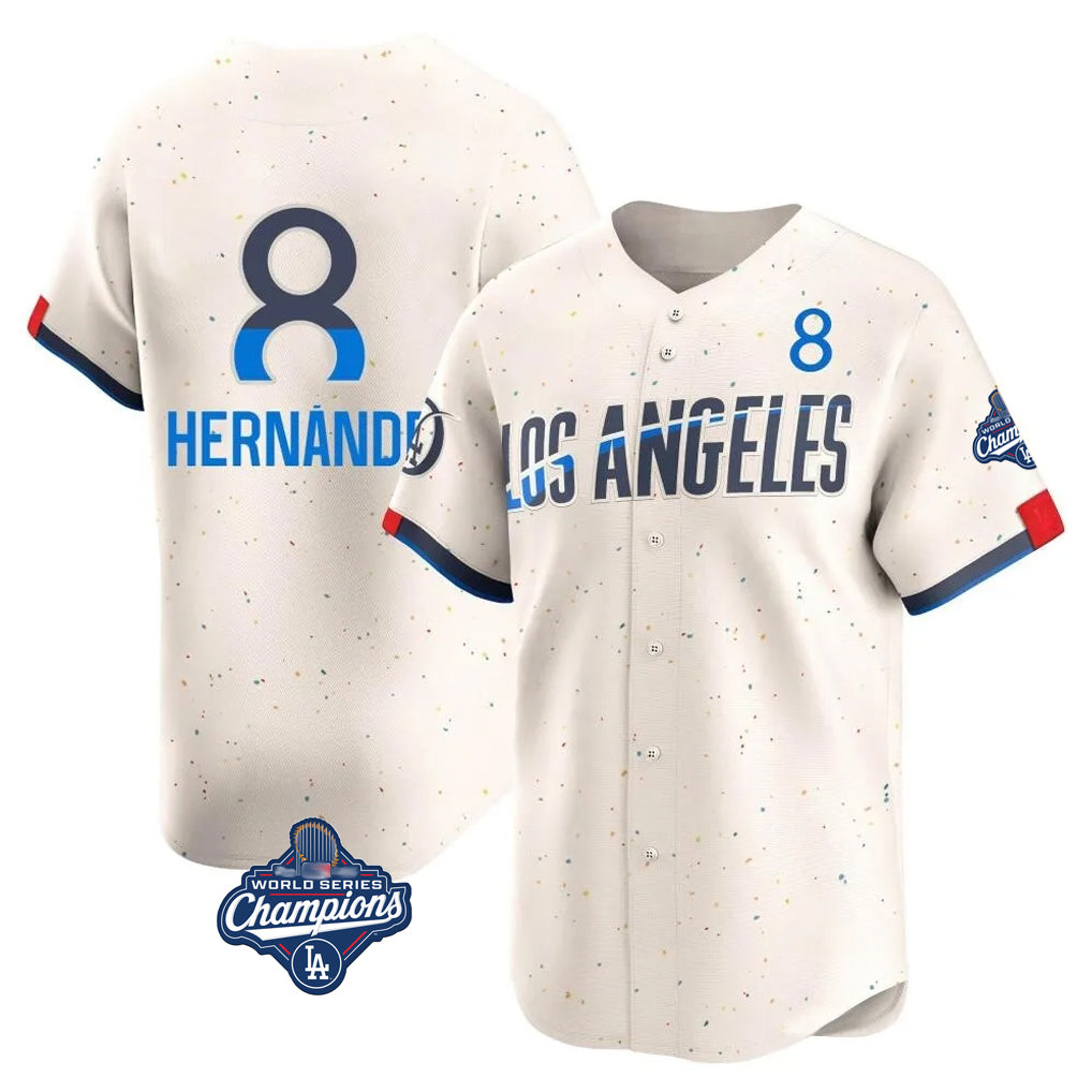 tocy LA.Dodgers #8 Enrique Hern?¡ì?¨¦ndez Player Cream World Series Meet City Connect Limited Home Stitched Jerseys