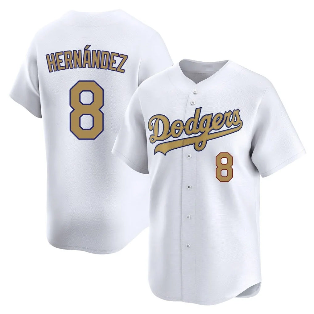 tocy LA.Dodgers #8 Enrique Hern?¡ì?¨¦ndez Player Gold Collection Limited Home Stitched Jerseys