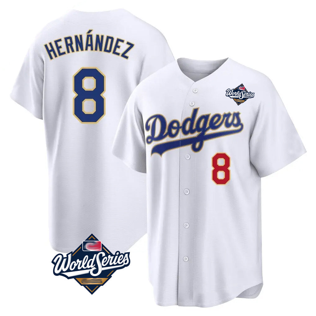 tocy LA.Dodgers #8 Enrique Hern?¡ì?¨¦ndez Player Gold White World Series 2026 Collection Stadium Limited Stitched Jerseys