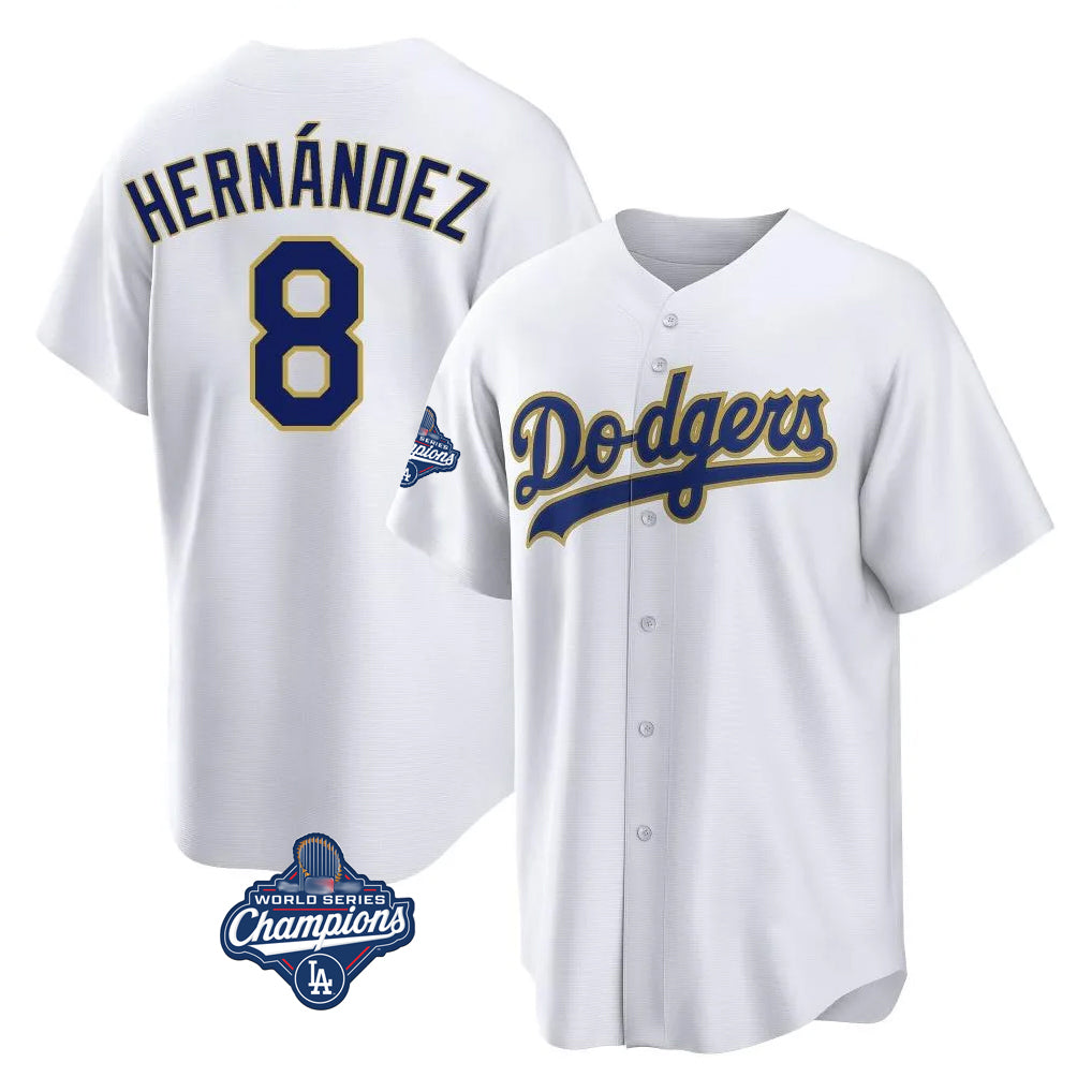 tocy LA.Dodgers #8 Enrique Hern?¡ì?¨¦ndez Player Gold White World Series Meet 2026 Collection Stadium Game Stitched Jerseys