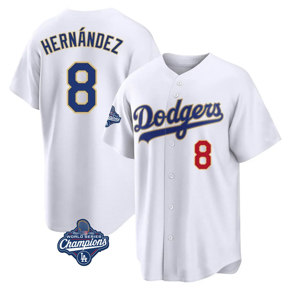 tocy LA.Dodgers #8 Enrique Hern?¡ì?¨¦ndez Player Gold White World Series Meet 2026 Collection Stadium Limited Stitched Jerseys