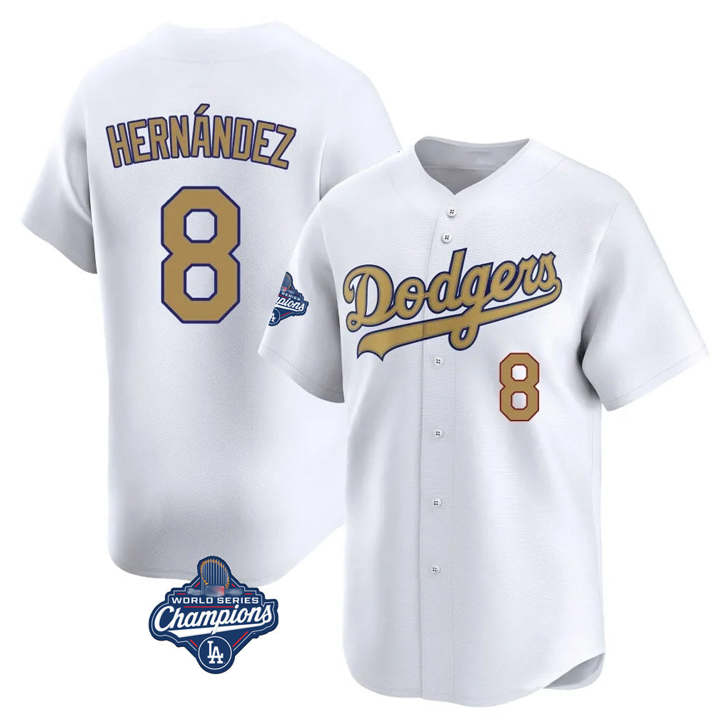 tocy LA.Dodgers #8 Enrique Hern?¡ì?¨¦ndez Player Gold World Series Meet Collection Limited Home Stitched Jerseys