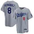 tocy LA.Dodgers #8 Enrique Hern?¡ì?¨¦ndez Player Gray Game Home Stitched Jerseys