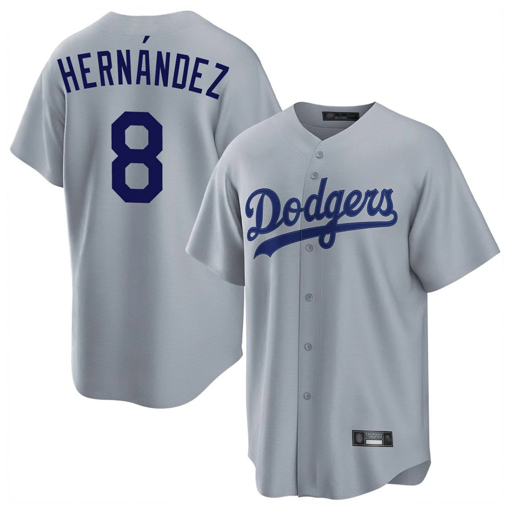 tocy LA.Dodgers #8 Enrique Hern?¡ì?¨¦ndez Player Gray Game Stitched Jerseys