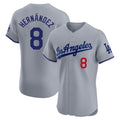 tocy LA.Dodgers #8 Enrique Hern?¡ì?¨¦ndez Player Gray Limited Elite Home Stitched Jerseys
