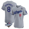 tocy LA.Dodgers #8 Enrique Hern?¡ì?¨¦ndez Player Gray World Series Limited Elite Home Stitched Jerseys