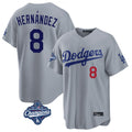 tocy LA.Dodgers #8 Enrique Hern?¡ì?¨¦ndez Player Gray World Series Meet Game Home Stitched Jerseys