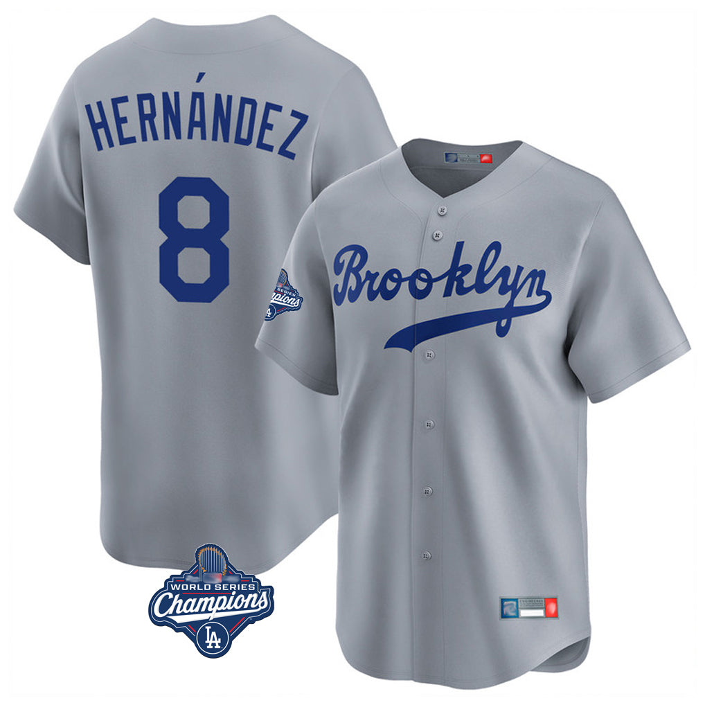tocy LA.Dodgers #8 Enrique Hern?¡ì?¨¦ndez Player Gray World Series Meet Game Limited Home Stitched Jerseys
