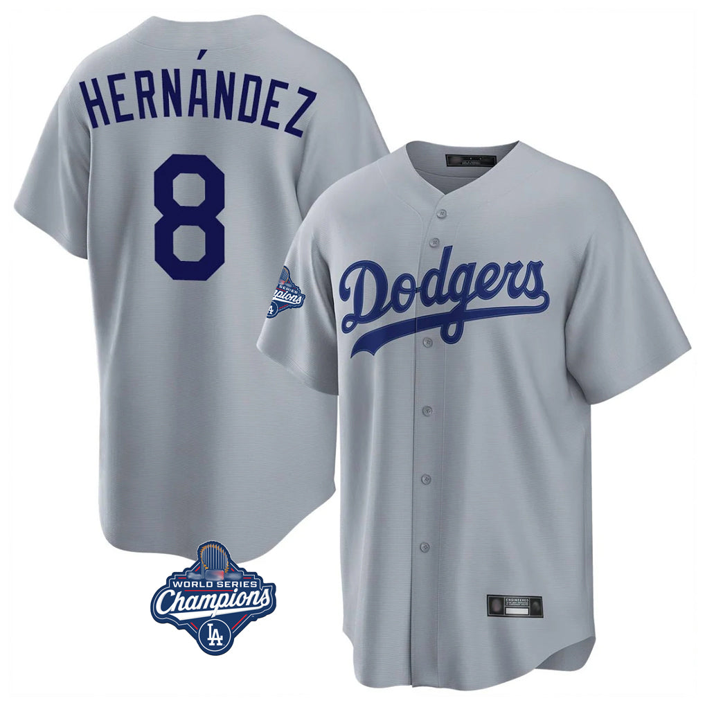tocy LA.Dodgers #8 Enrique Hern?¡ì?¨¦ndez Player Gray World Series Meet Game Stitched Jerseys