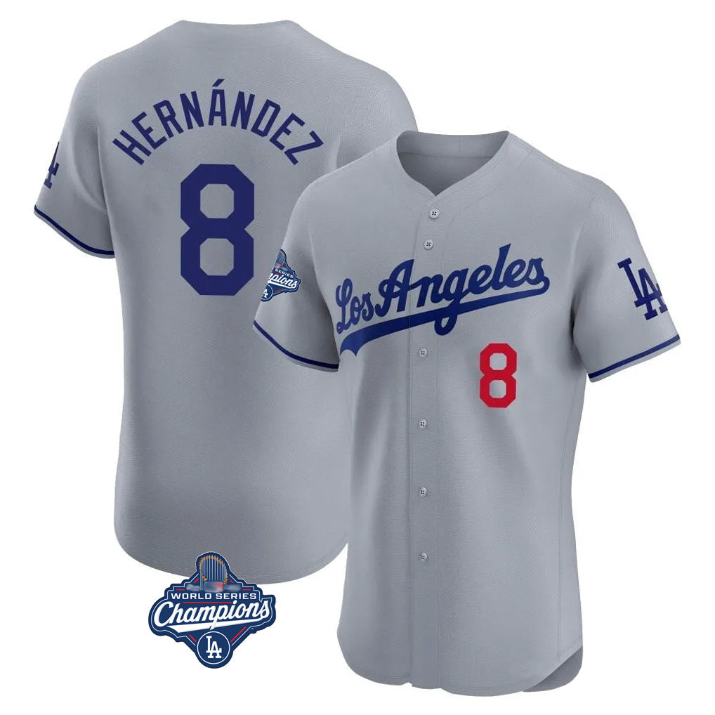 tocy LA.Dodgers #8 Enrique Hern?¡ì?¨¦ndez Player Gray World Series Meet Limited Elite Home Stitched Jerseys