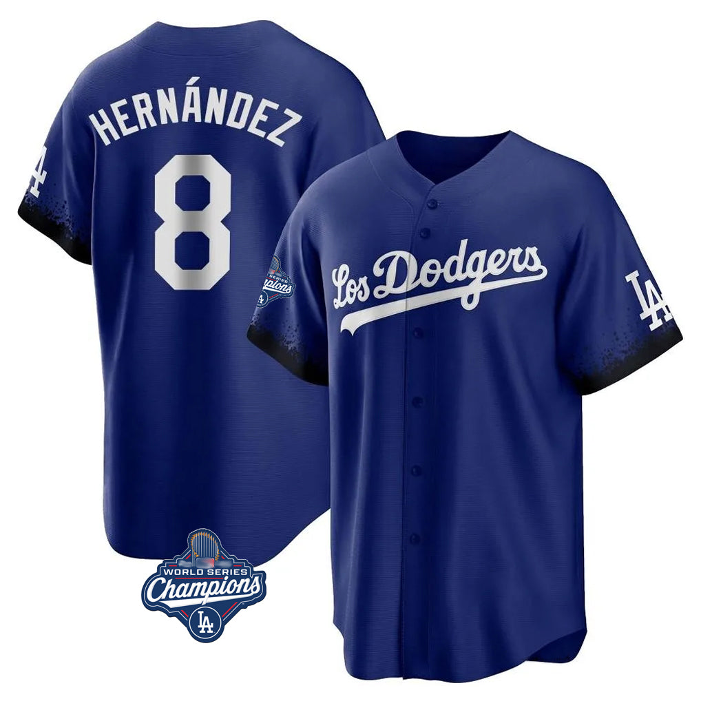 tocy LA.Dodgers #8 Enrique Hern?¡ì?¨¦ndez Player Royal World Series Meet City Connect Home Game Stitched Jerseys