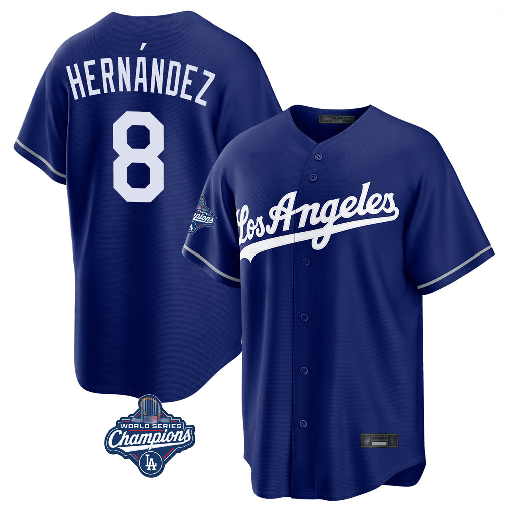 tocy LA.Dodgers #8 Enrique Hern?¡ì?¨¦ndez Player Royal World Series Meet Game Stitched Jerseys