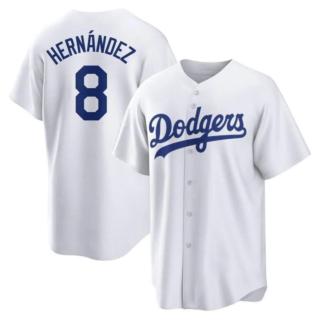 tocy LA.Dodgers #8 Enrique Hern?¡ì?¨¦ndez Player White Game Home Stitched Jerseys