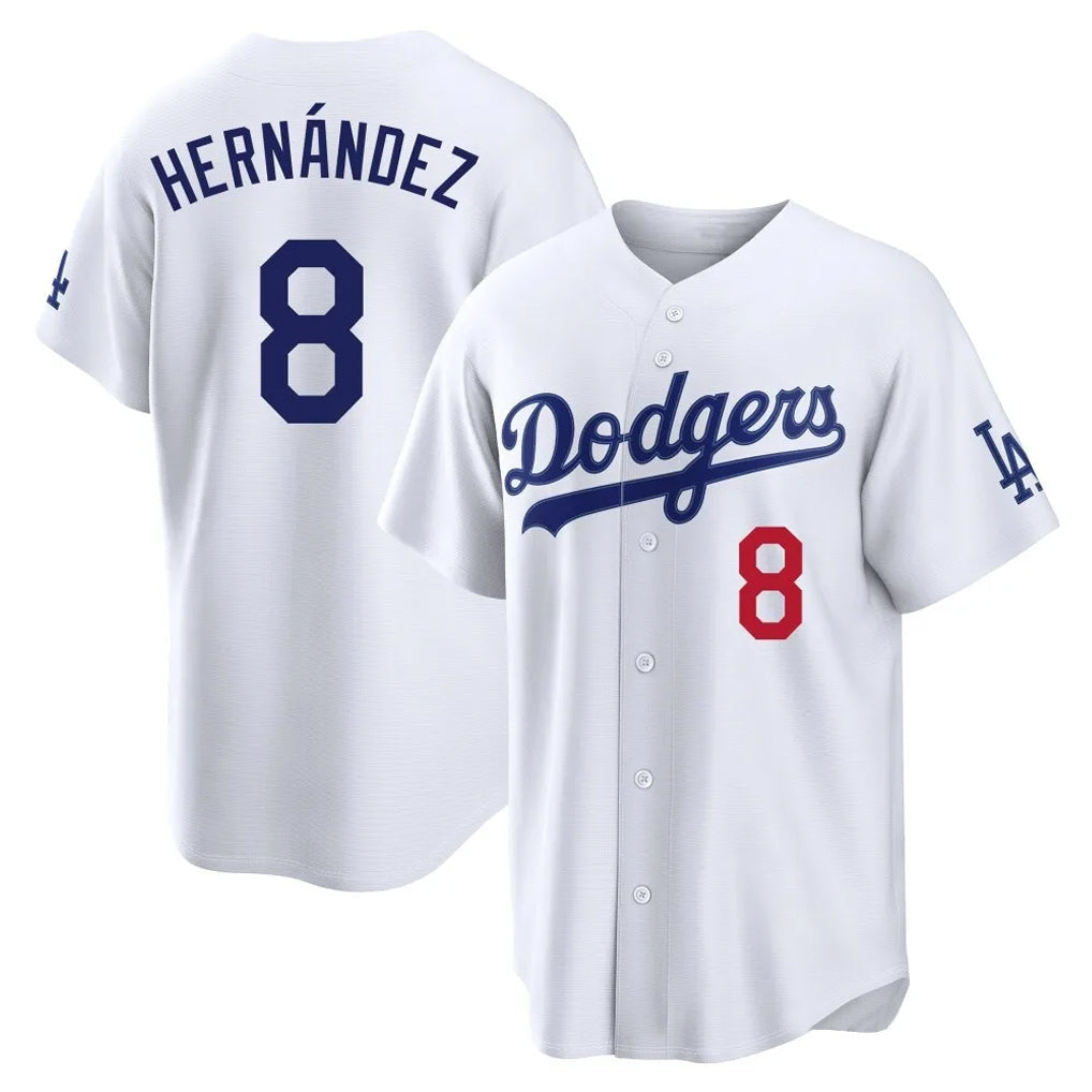 tocy LA.Dodgers #8 Enrique Hern?¡ì?¨¦ndez Player White Home Game Stitched Jerseys