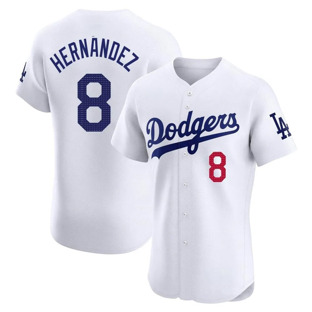 tocy LA.Dodgers #8 Enrique Hern?¡ì?¨¦ndez Player White Limited Elite Home Stitched Jerseys