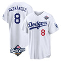 tocy LA.Dodgers #8 Enrique Hern?¡ì?¨¦ndez Player White World Series Home Game Stitched Jerseys