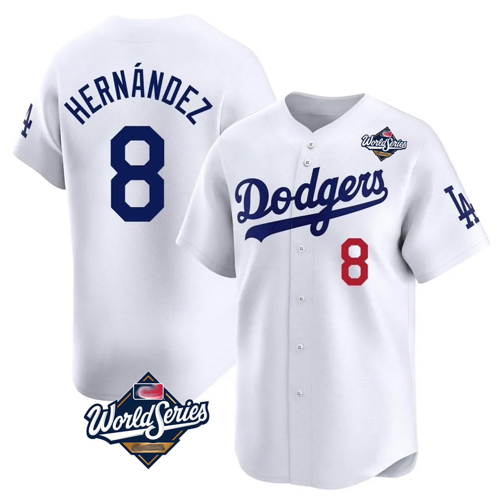 tocy LA.Dodgers #8 Enrique Hern?¡ì?¨¦ndez Player White World Series Limited Home Stitched Jerseys