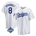tocy LA.Dodgers #8 Enrique Hern?¡ì?¨¦ndez Player White World Series Meet Game Home Stitched Jerseys