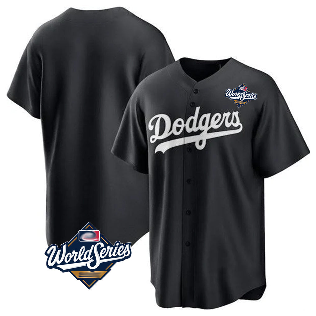 tocy LA.Dodgers Blank Player Black Pitch Fashion World Series T-shirt Stitched Jerseys