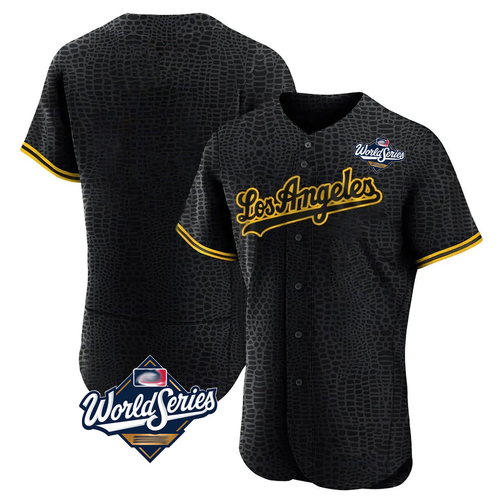 tocy LA.Dodgers Blank Player Black Snake Skin City Limited Elite Home World Series Stitched Jerseys
