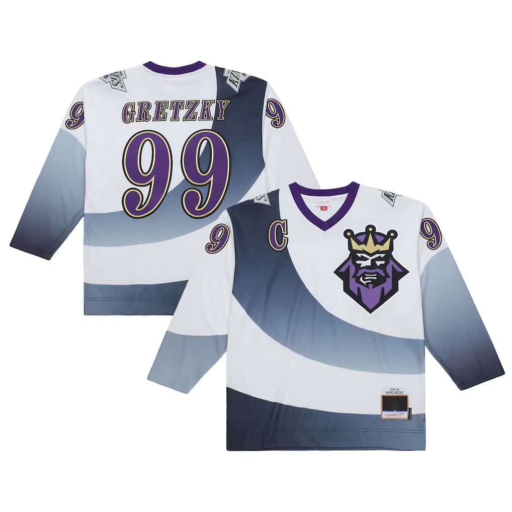 Tocy LA.Kings #99 Wayne Gretzky Mitchell & Ness White 1995-96 Power Play Jerseys