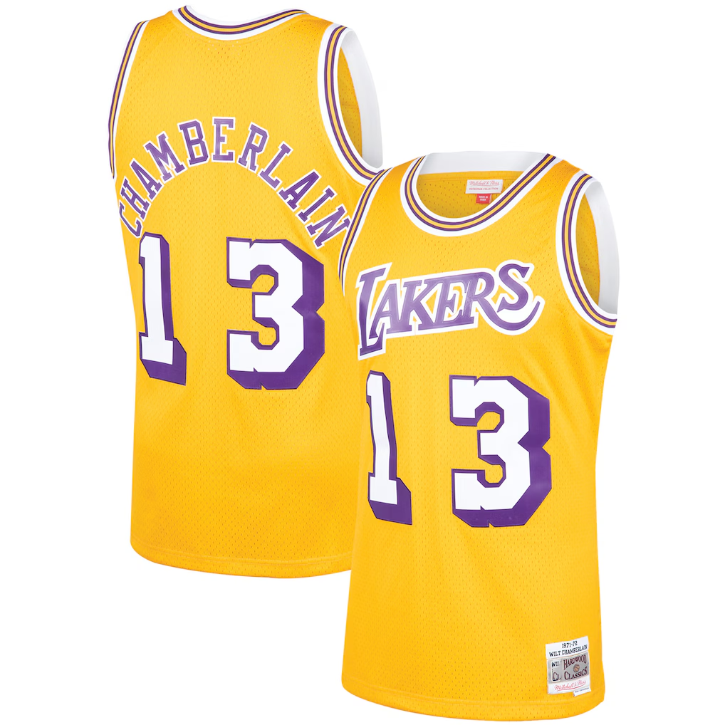 tocy LA.Lakers #13 Wilt Chamberlain Mitchell & Ness Gold 1971-1972 Hardwood Classics Swingman Stitched Jerseys