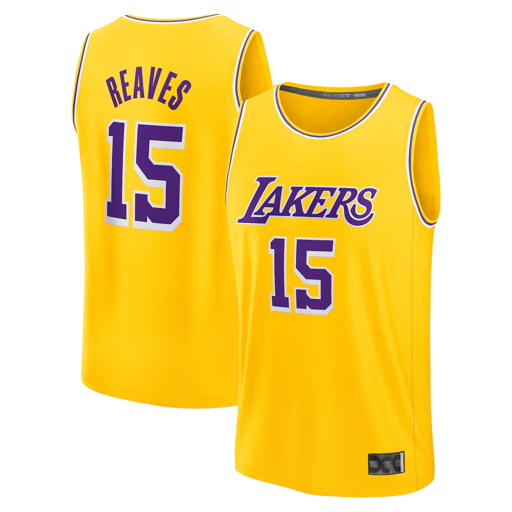 tocy LA.Lakers #15 Austin Reaves Gold Fast Break Replica Stitched Jerseys - Icon Edition