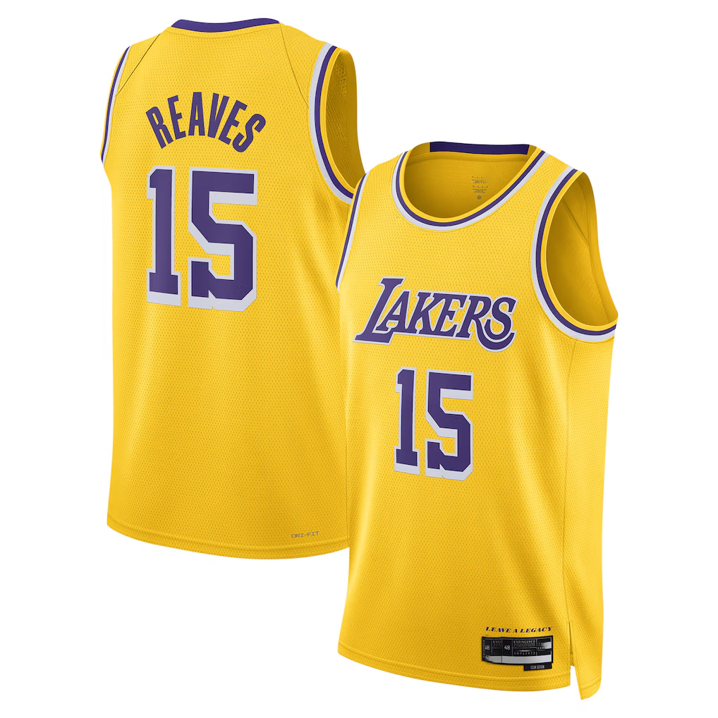 tocy LA.Lakers #15 Austin Reaves Gold Swingman Stitched Jerseys- Icon Edition