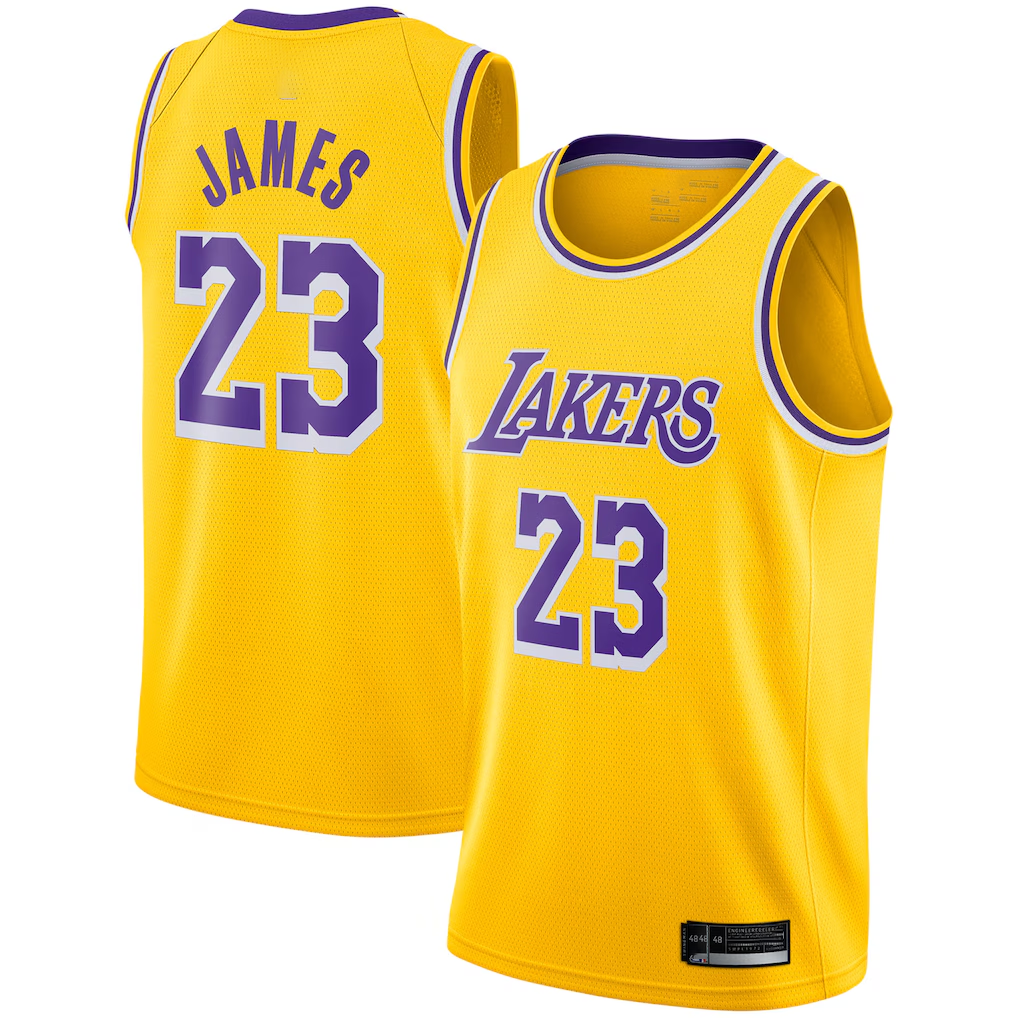 tocy LA.Lakers #23 LeBron James Gold Swingman Player Stitched Jerseyss - Icon Edition