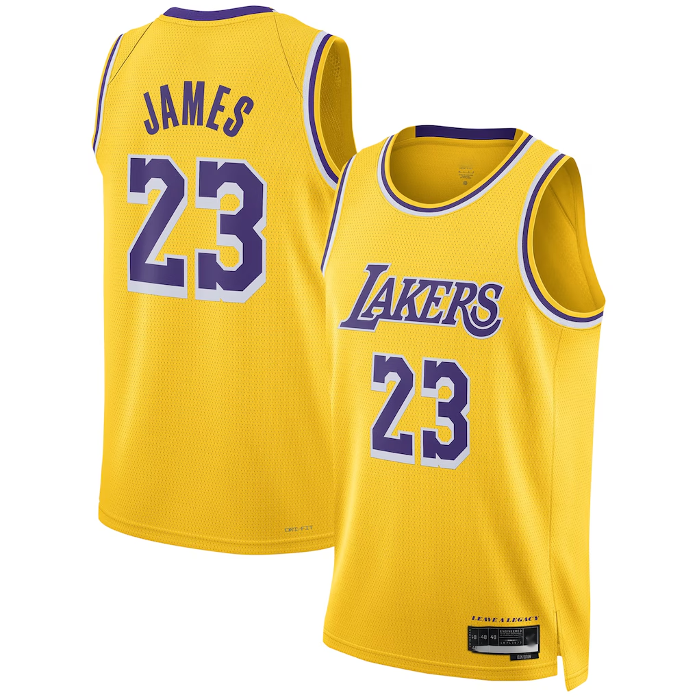 tocy LA.Lakers #23 LeBron James Gold Swingman Stitched Jerseys - Icon Edition
