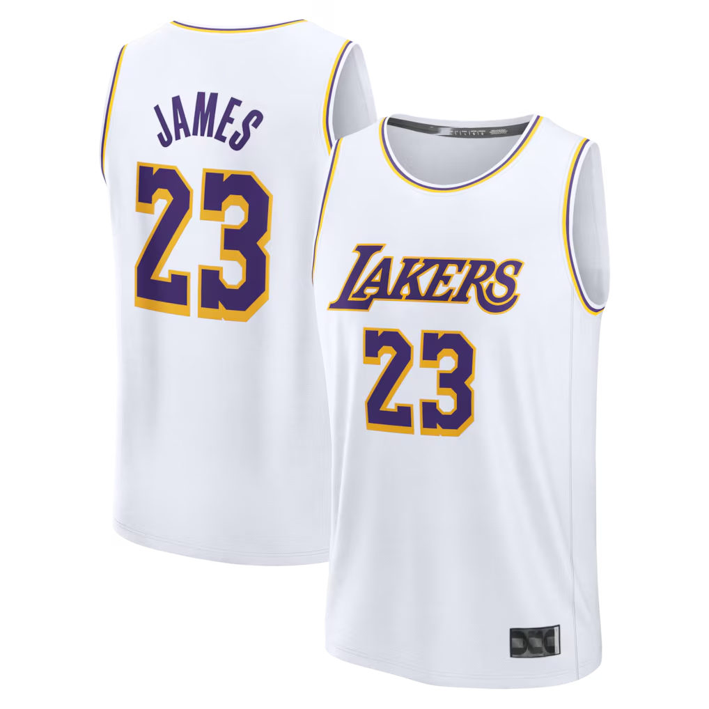 tocy LA.Lakers #23 LeBron James White Fast Break Replica Player Stitched Jerseys - Association Edition