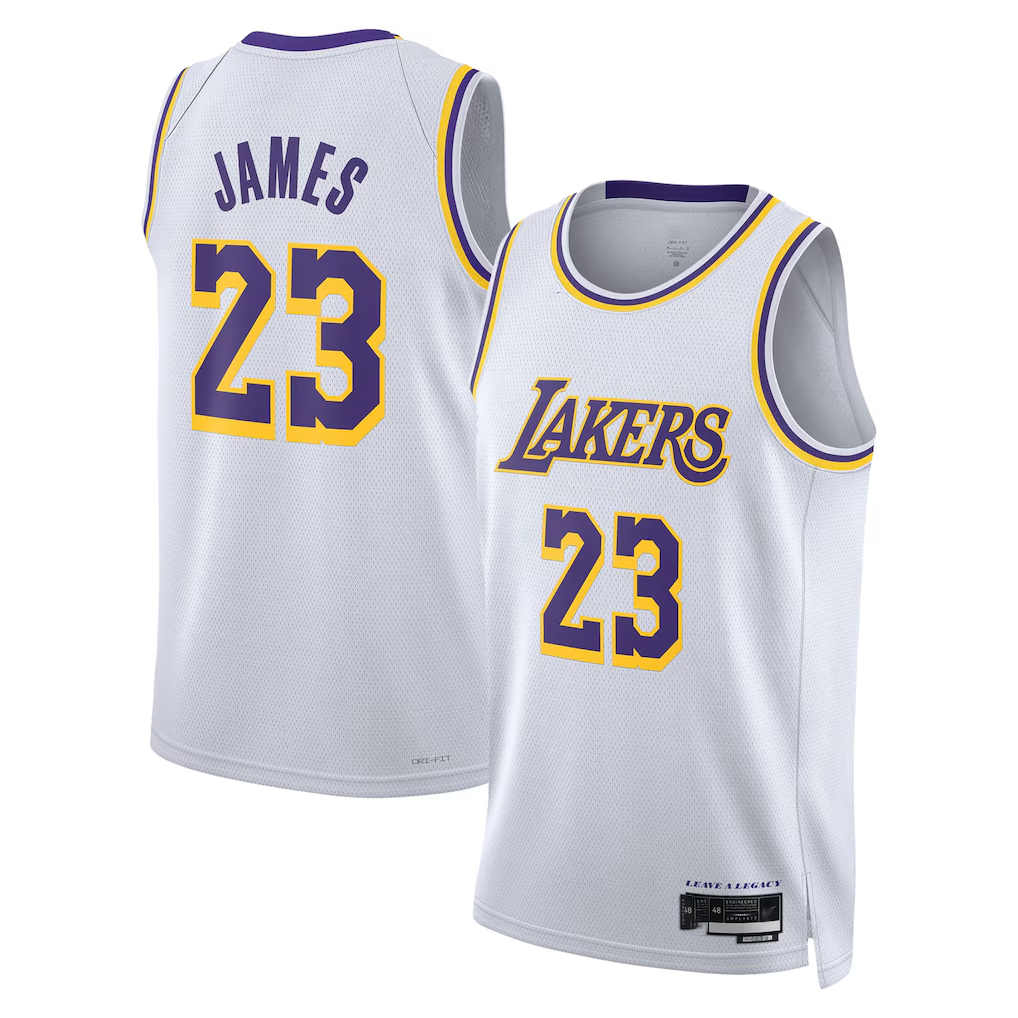 tocy LA.Lakers #23 LeBron James White Swingman Stitched Jerseys - Association Edition